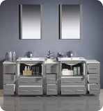 Fresca Torino 84" Gray Double Sink Vanity w/ 3 Side Cabinets & Integrated Sinks