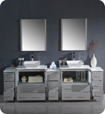 Fresca Torino 96" Gray Double Sink Vanity w/ 3 Side Cabinets & Vessel Sinks