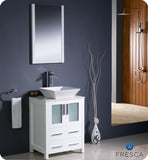 Fresca Torino 24" White Modern Bathroom Vanity w/ Vessel Sink