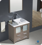 Fresca Torino 30" Gray Oak Modern Bathroom Vanity w/ Vessel Sink