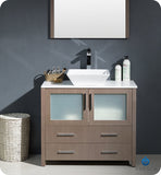 Fresca Torino 36" Gray Oak Modern Bathroom Vanity w/ Vessel Sink