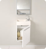 Fresca Pulito 16" Small White Modern Bathroom Vanity w/ Tall Mirror
