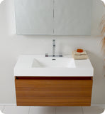 Fresca Mezzo 39" Teak Modern Bathroom Vanity w/ Medicine Cabinet