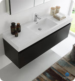 Fresca Mezzo 60" Black Wall Hung Single Sink Modern Vanity w/ Medicine Cabinet