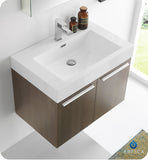 Fresca Vista 30" Gray Oak Wall Hung Modern Bathroom Vanity w/ Medicine Cabinet