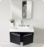 Fresca Vista 36" Black Modern Bathroom Vanity w/ Medicine Cabinet