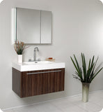 Fresca Vista 36" Walnut Modern Bathroom Vanity w/ Medicine Cabinet