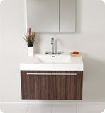 Fresca Vista 36" Walnut Modern Bathroom Vanity w/ Medicine Cabinet
