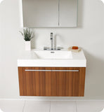 Fresca Vista 36" Teak Modern Bathroom Vanity w/ Medicine Cabinet