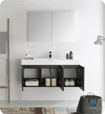 Fresca Vista 48" Black Wall Hung Modern Bathroom Vanity w/ Medicine Cabinet