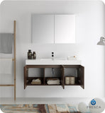 Fresca Vista 48" Walnut Wall Hung Modern Bathroom Vanity w/ Medicine Cabinet
