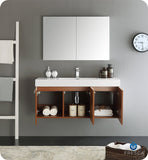 Fresca Vista 48" Teak Wall Hung Modern Bathroom Vanity w/ Medicine Cabinet