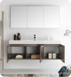 Fresca Vista 60" Gray Oak Wall Hung Single Sink Vanity w/ Medicine Cabinet