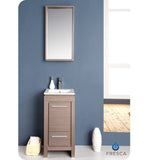 Fresca Allier 16" Gray Oak Modern Bathroom Vanity w/ Mirror