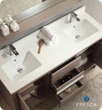 Fresca Allier 60" Gray Oak Modern Double Sink Bathroom Vanity w/ Mirror