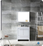 Fresca Allier 30" White Modern Bathroom Vanity w/ Mirror