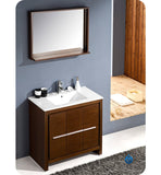 Fresca Allier 36" Wenge Brown Modern Bathroom Vanity w/ Mirror