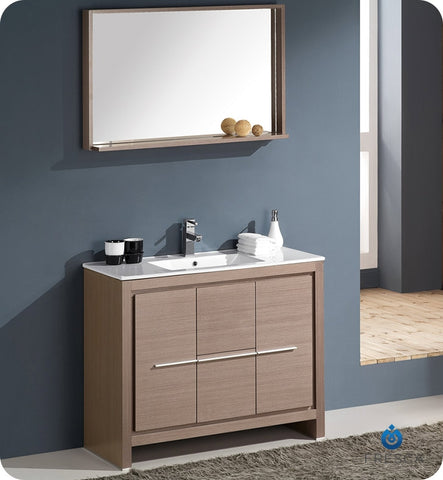 Fresca Allier 40" Gray Oak Modern Bathroom Vanity w/ Mirror