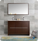 Fresca Allier 48" Wenge Brown Modern Double Sink Bathroom Vanity w/ Mirror