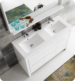 Fresca Allier 48" White Modern Double Sink Bathroom Vanity w/ Mirror