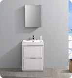 Fresca Valencia 24" Glossy White Free Standing Modern Vanity w/ Medicine Cabinet