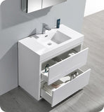 Fresca Valencia 36" Glossy White Free Standing Modern Vanity w/ Medicine Cabinet