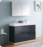 Fresca Valencia 48" Dark Slate Gray Free Standing Double Sink Vanity w/ Cabinet