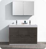 Fresca Valencia 48" Gray Oak Standing Double Sink Vanity w/ Medicine Cabinet