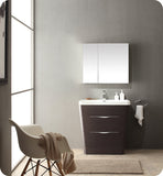 Fresca Milano 32" Chestnut Modern Bathroom Vanity w/ Medicine Cabinet
