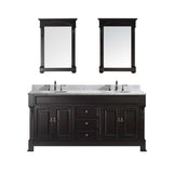 Virtu USA Huntshire 72" Double Bathroom Vanity w/ Round Sink, Faucet, Mirror