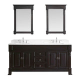 Virtu USA Huntshire 72" Double Bathroom Vanity w/ Square Sink, Faucet, Mirror