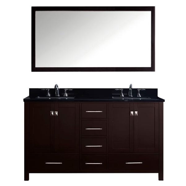 Virtu USA Caroline Avenue 60" Double Bathroom Vanity w/ Sink, Mirror