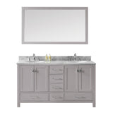 Virtu USA Caroline Avenue 60" Double Bathroom Vanity w/ Round Sink, Mirror