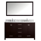 Virtu USA Caroline Avenue 60" Double Bathroom Vanity w/ Square Sink, Mirror
