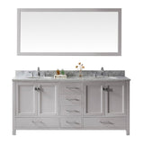 Virtu USA Caroline Avenue 72" Double Bathroom Vanity w/ Round Sink, Mirror