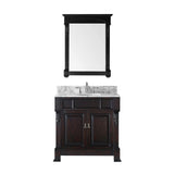 Virtu USA Huntshire 36" Single Bathroom Vanity w/ Marble Top, Round Sink, Mirror