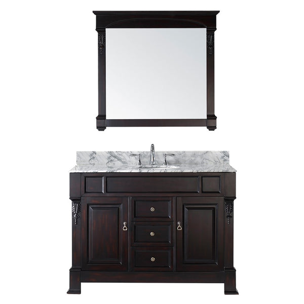 Virtu USA Huntshire 48" Single Bathroom Vanity w/ Sink, Chrome Faucet, Mirror