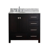 Virtu USA Caroline Avenue 36" Single Bathroom Vanity w/ Marble Top, Round Sink