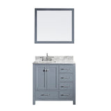 Virtu USA Caroline Avenue 36" Single Bathroom Vanity w/ Square Sink, Mirror