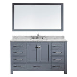 Virtu USA Caroline Avenue 60" Single Bathroom Vanity w/ Square Sink, Mirror