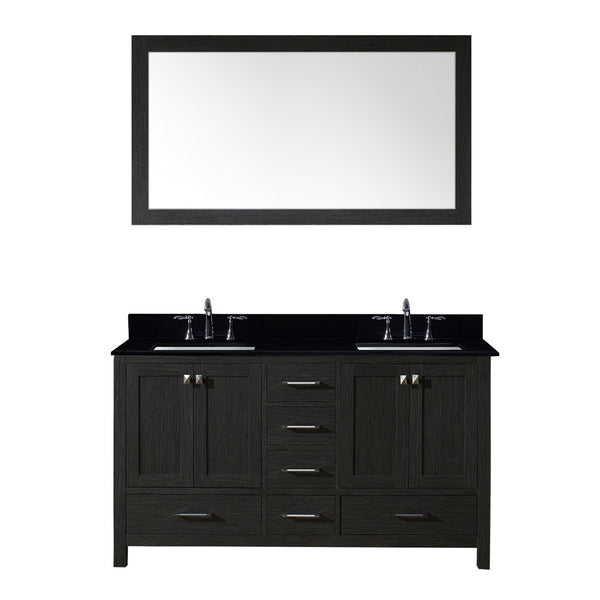 Virtu USA Caroline Premium 60" Double Bathroom Vanity w/ Sink, Mirror