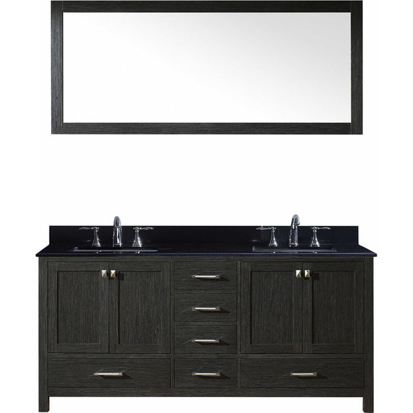 Virtu USA Caroline Premium 72" Double Bathroom Vanity w/ Sink, Mirror