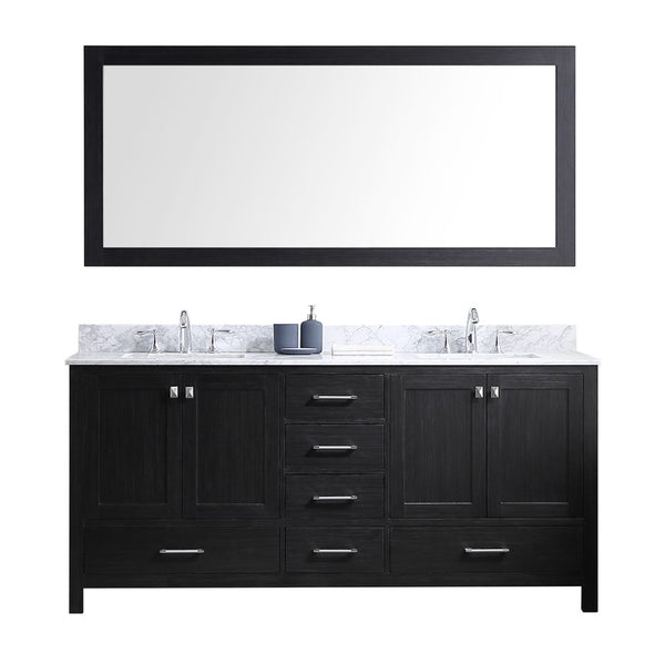 Virtu USA Caroline Premium 72" Double Bathroom Vanity w/ Square Sink, Mirror