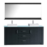 Virtu USA Tavian 60" Double Bathroom Vanity w/ Glass Top, Sink, Faucet, Mirror