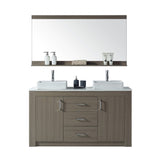 Virtu USA Tavian 60" Double Bathroom Vanity w/ Stone Top, Sink, Faucet, Mirror