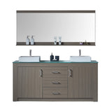 Virtu USA Tavian 72" Double Bathroom Vanity w/ Glass Top, Sink, Faucet, Mirror