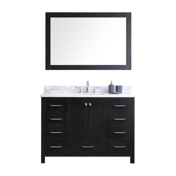 Virtu USA Caroline Premium 48" Single Bathroom Vanity w/ Square Sink, Mirror