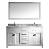 Virtu USA Caroline 60" Double Bathroom Vanity w/ Round Sink, Faucet, Mirror