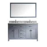 Virtu USA Caroline 60" Double Bathroom Vanity w/ Square Sink, Faucet, Mirror