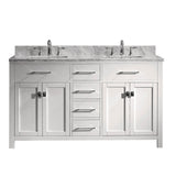 Virtu USA Caroline 60" Double Bathroom Vanity with Marble Top and Square Sink